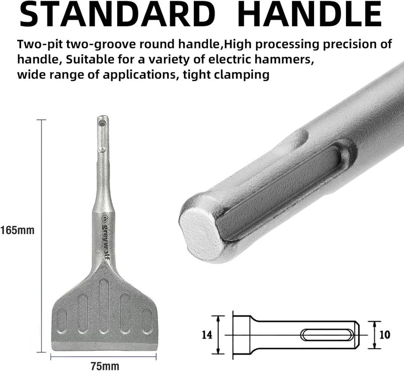Gray Wolf SDS Plus Chisel Drill Bit, 3 Inch 20° Crank Angle Wide Bend Chisel, 40CrMo Alloy Floor Scraper, Tile Removal for SDS Plus Rotary Hammer Drill Attachment - Image 2